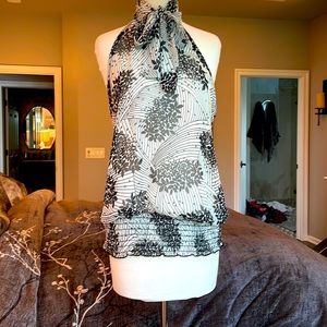 Renee C sheer tie front blouse.